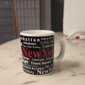 NYC Black Mug with Red New York Typography | Souveiner